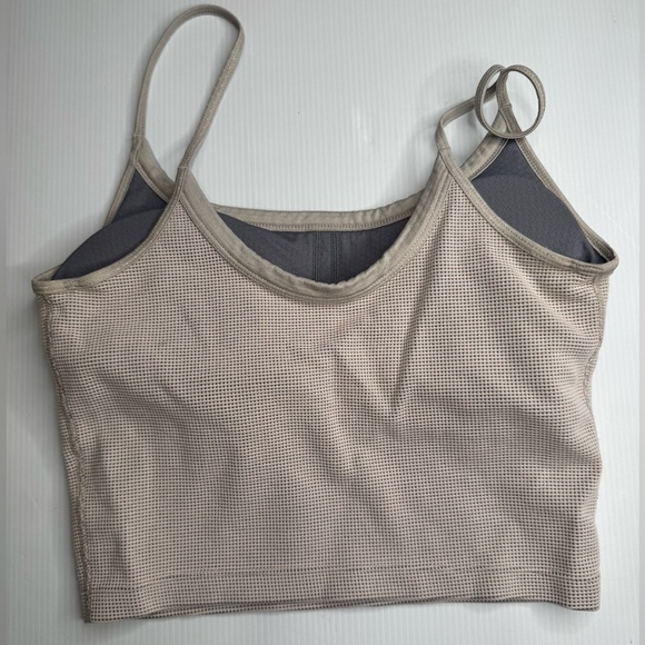 Vuori Cropped Tank Top Built In Bra Beige Size S - Picture 5 of 7